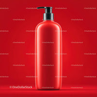 Red Bottle with Minimalist Design Against Bold Background
