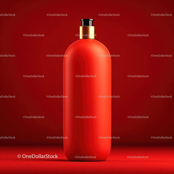 Stylish Red Bottle with Minimalist Design JPG Mockup Image