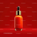 Elegant Dropper Bottle against Vibrant Red Background