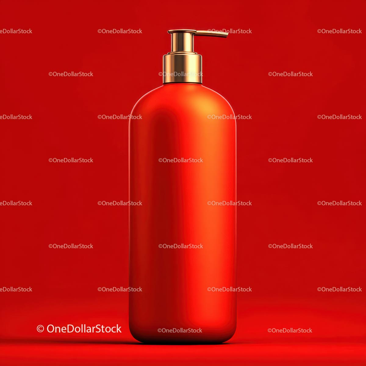 Minimalist Red Pump Dispenser on Vibrant Background