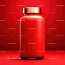 Vibrant Red Bottle with Copper Cap on Red Background