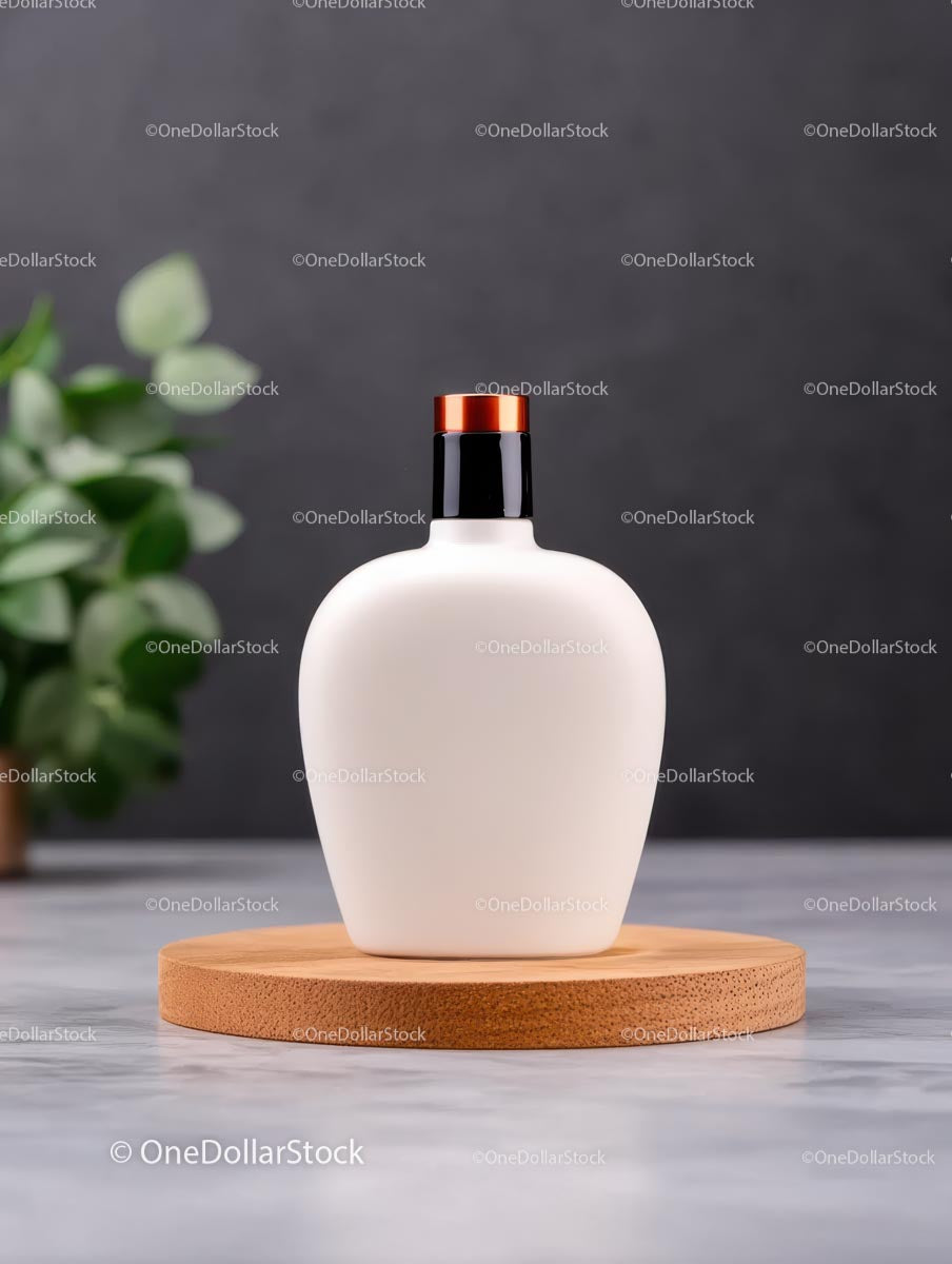 Elegant White Bottle on Wooden Base for Modern Decor