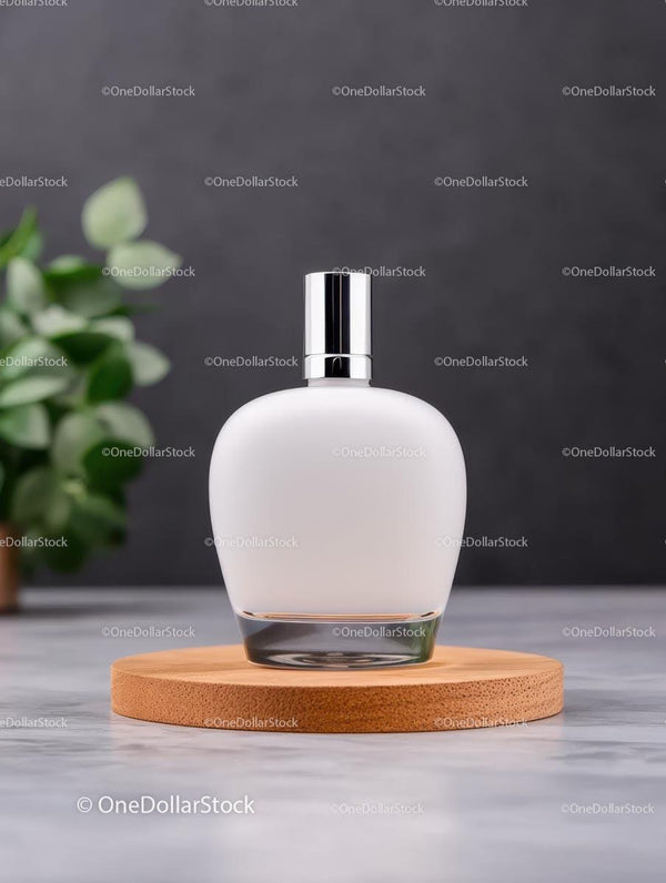 Minimalistyczna Butelka Perfum na Podstawce z Drewna Cedrowego