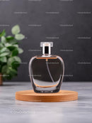 Elegant Perfume Bottle on Wooden Stand