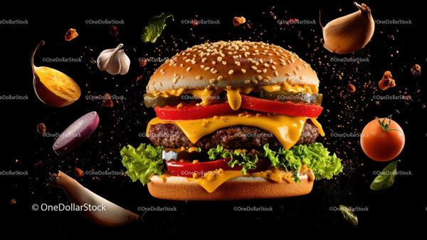 Gourmet Cheeseburger with Fresh Ingredients Stock Photo Bundle (20 JPG Files)