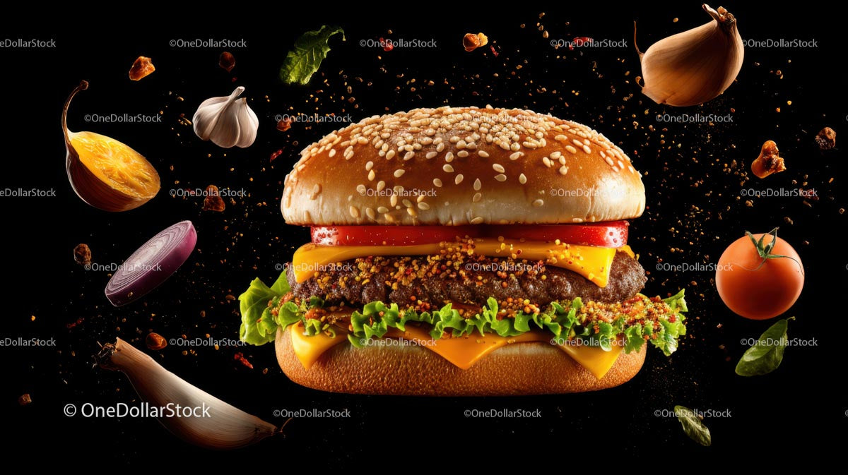 Soczysty cheeseburger ze świeżymi składnikami i bułką sezamową