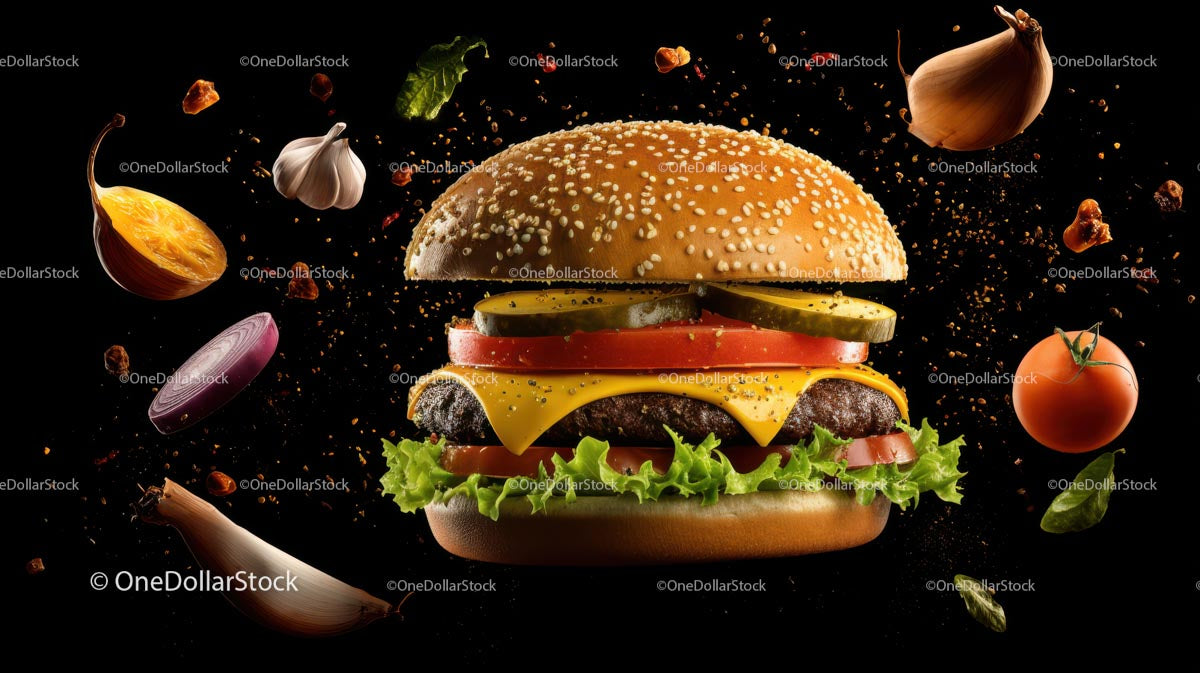 Wykwintny cheeseburger z roztopionym serem, wzbogacony świeżymi produktami