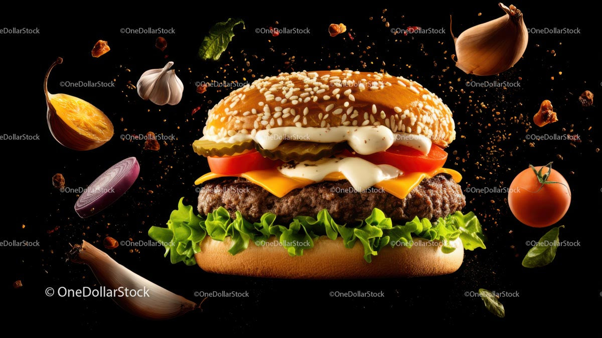Wytrawny cheeseburger z dodatkami z ogrodu