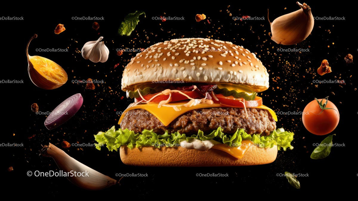 Wykwintny burger serowy z wegetariańską posypką