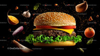 Floating Cheeseburger with Fresh Ingredients