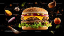 Delicious Cheeseburger with Fresh Ingredients in Motion