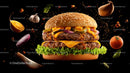 Gourmet Cheeseburger with Fresh Ingredients and Sesame Bun
