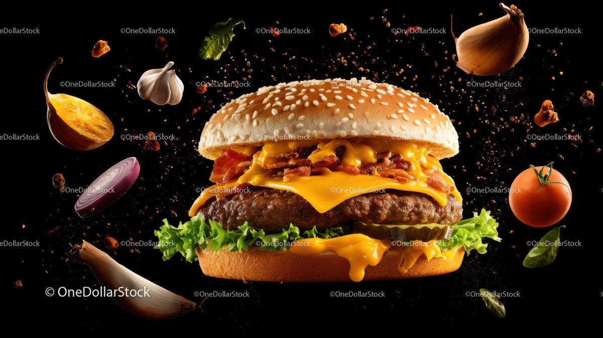 Delicious Gourmet Cheeseburger with Fresh Ingredients