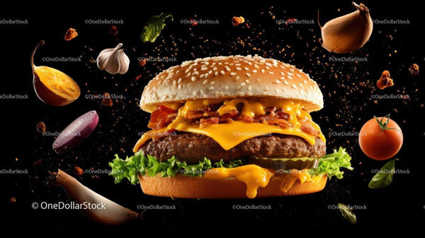 Delicious Gourmet Cheeseburger with Fresh Ingredients