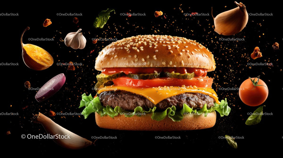 Rustykalny burger wołowy z rozpływającym się serem i świeżą zieleniną