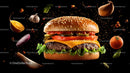 Gourmet Cheeseburger with Fresh Ingredients and Sesame Bun