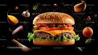 Gourmet Cheeseburger with Fresh Ingredients and Sesame Bun