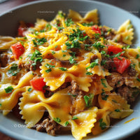 Delicious Bowtie Pasta with Ground Beef and Fresh Parsley