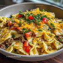 Delicious Bowtie Pasta with Ground Beef and Fresh Parsley