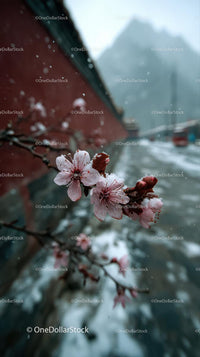 Cherry Blossoms Along a Tranquil Riverside Path in Spring