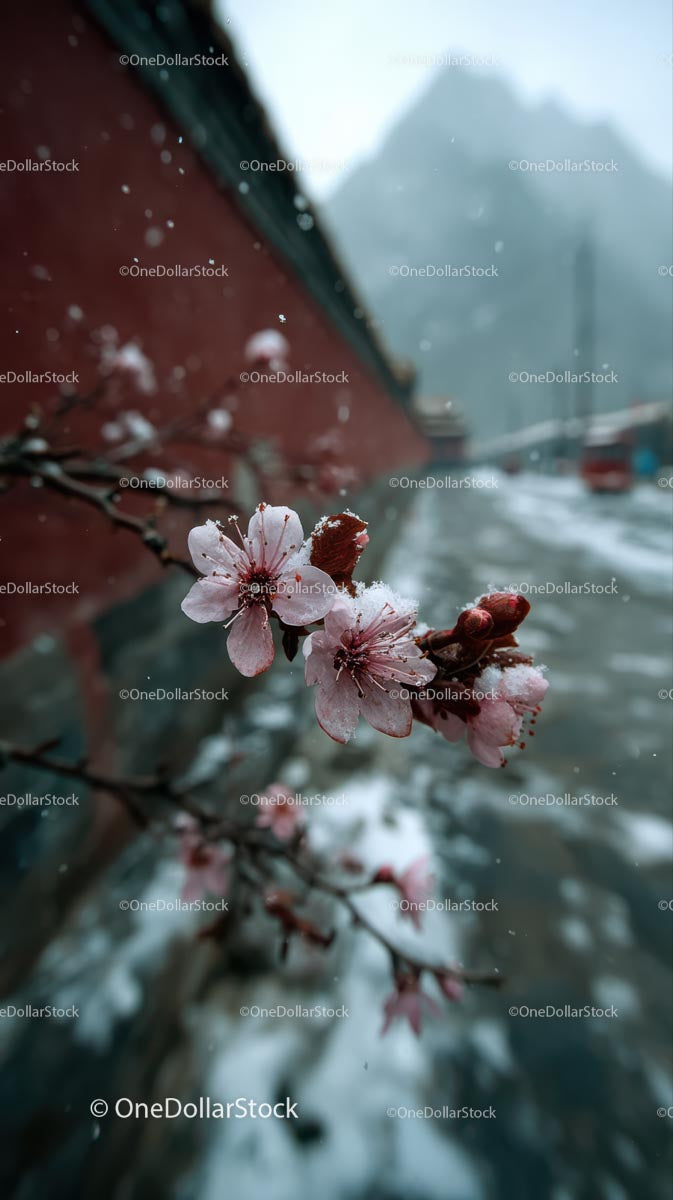 Cherry Blossoms Along a Tranquil Riverside Path in Spring