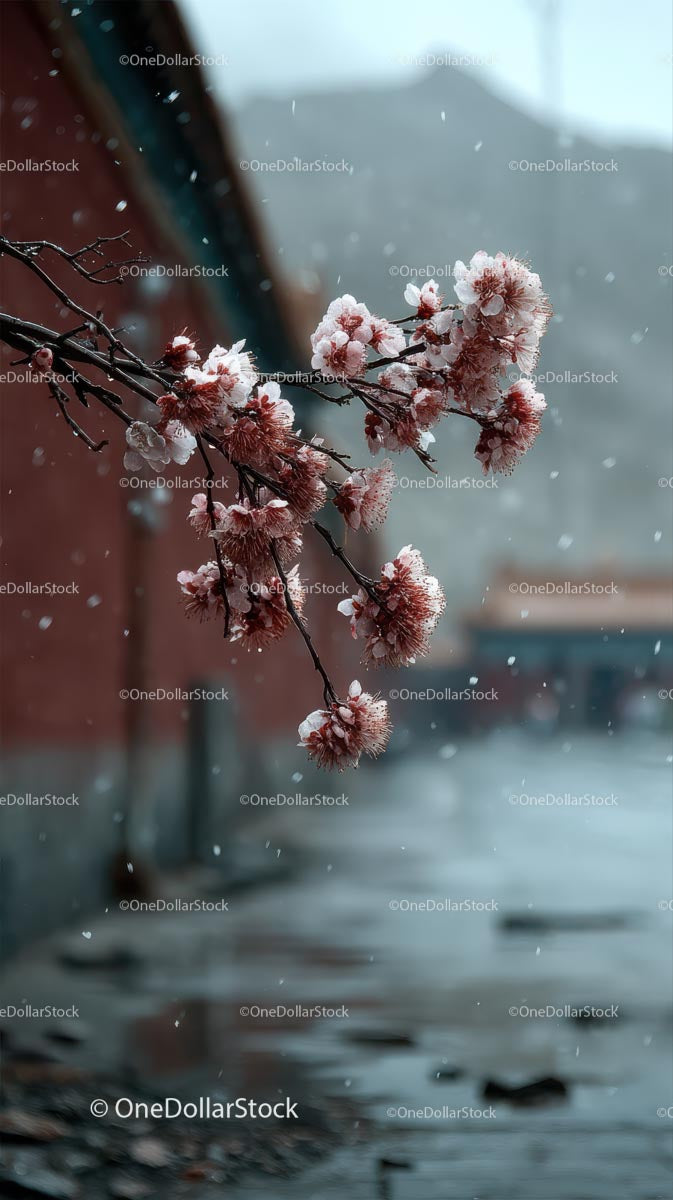 Cherry Blossoms Along a Tranquil Riverside Path in Spring