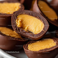Close-up of Chocolate Truffles with Creamy Filling