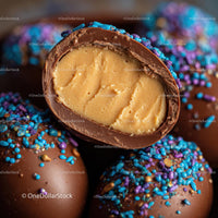 Chocolate Truffles with Peanut Butter Filling and Sprinkles