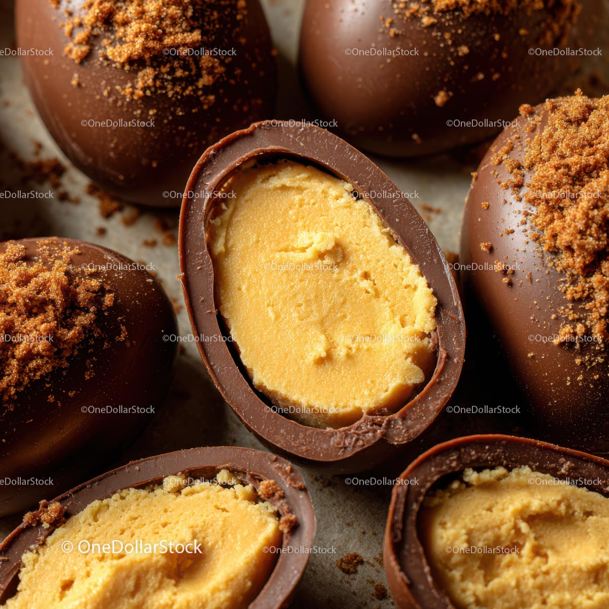Close-Up of Delicious Chocolate Egg Candies