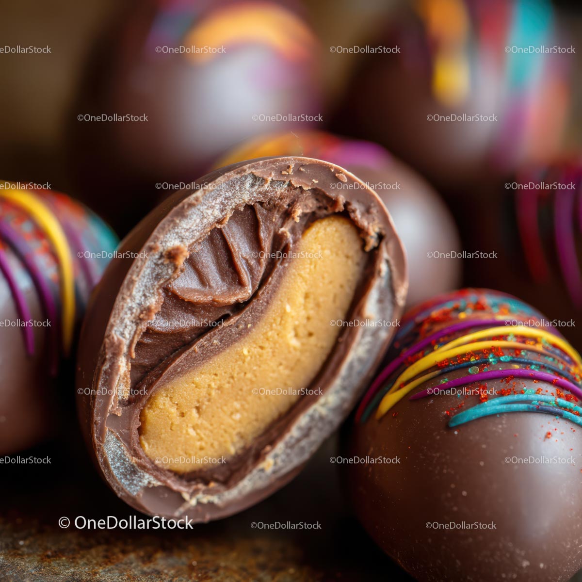 Chocolate Eggs with Colorful Decorations
