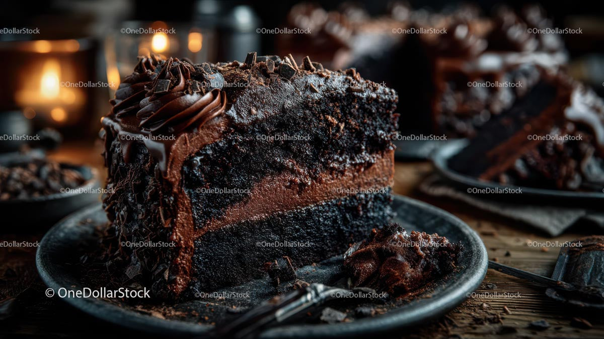 Decadent Chocolate Cake Slice with Rich Frosting (28 Images)