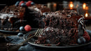 Rich Chocolate Cake Slice with Fresh Berries