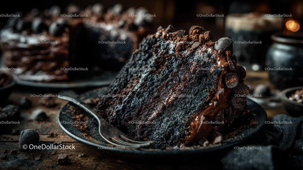 Decadent Slice of Rich Chocolate Cake