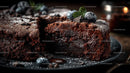 Decadent Chocolate Cake Slice with Blueberries
