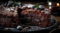 Decadent Chocolate Cake Slice with Blueberries