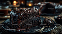 Decadent Chocolate Cake Slice with Rich Ganache