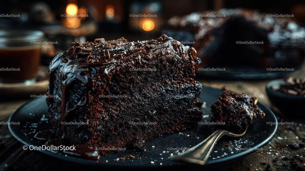 Decadent Chocolate Cake Slice with Rich Ganache