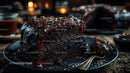 Decadent Dark Chocolate Layer Cake Slice on Plate