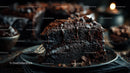 Decadent Slice of Rich Chocolate Cake on Plate