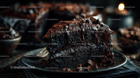 Decadent Slice of Rich Chocolate Cake on Plate