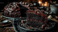 Decadent Chocolate Cake with Rich Frosting and Shavings