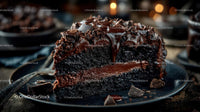 Decadent Slice of Rich Chocolate Cake Garnished with Icing