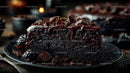 Decadent Dark Chocolate Cake Slice with Blackberries