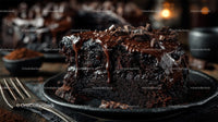 Decadent Chocolate Cake Slice with Rich Glaze