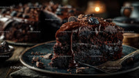 Decadent Slice of Rich Chocolate Cake with Frosting