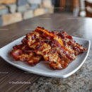 Crispy Bacon Strips on a Rustic Wooden Table