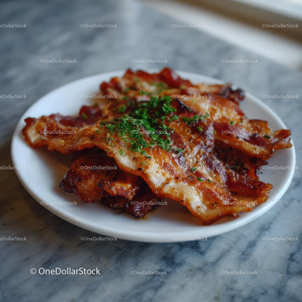 Crispy Bacon Garnished with Fresh Herbs