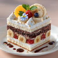 Elegant Layered Cake with Fresh Fruit and Gold Flakes