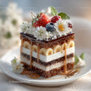 Decadent Chocolate Dessert with Berries and Bananas