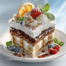 Gourmet Layered Cake with Fresh Fruit Garnish